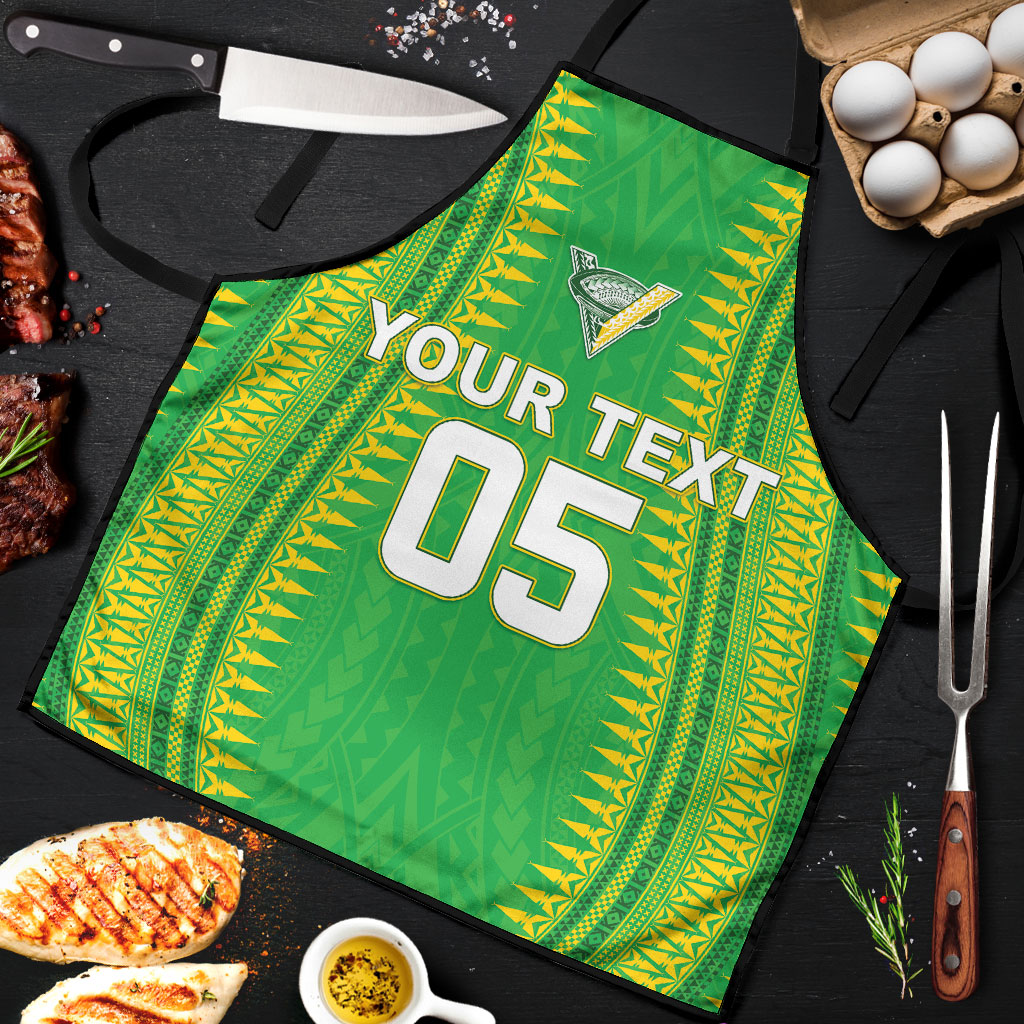 Cook Islands Rugby Custom Apron Kuki Tribal Pattern Green Version LT05 Green - Polynesian Pride