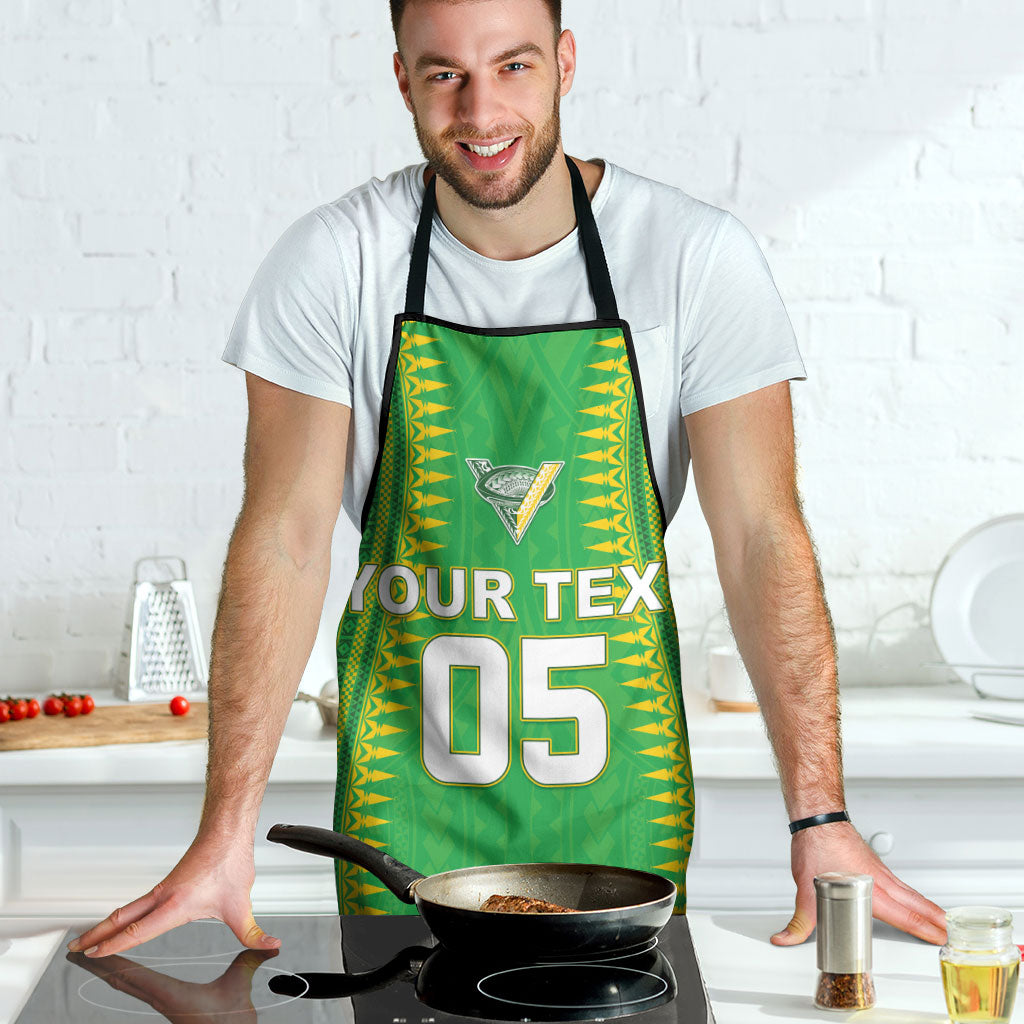Cook Islands Rugby Custom Apron Kuki Tribal Pattern Green Version LT05 - Polynesian Pride
