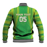 Cook Islands Rugby Custom Baseball Jacket Kuki Tribal Pattern Green Version LT05 - Polynesian Pride