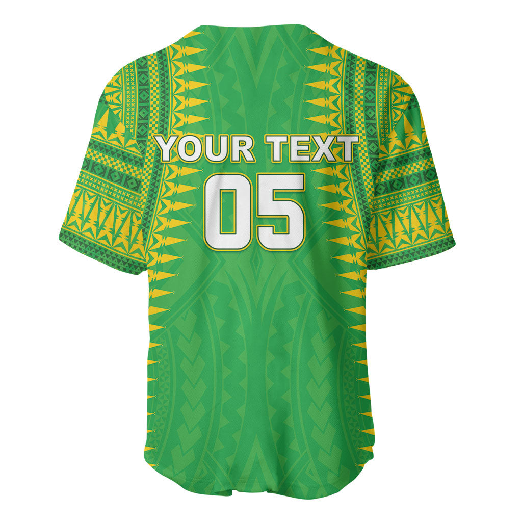 Cook Islands Rugby Custom Baseball Jersey Kuki Tribal Pattern Green Version LT05 - Polynesian Pride