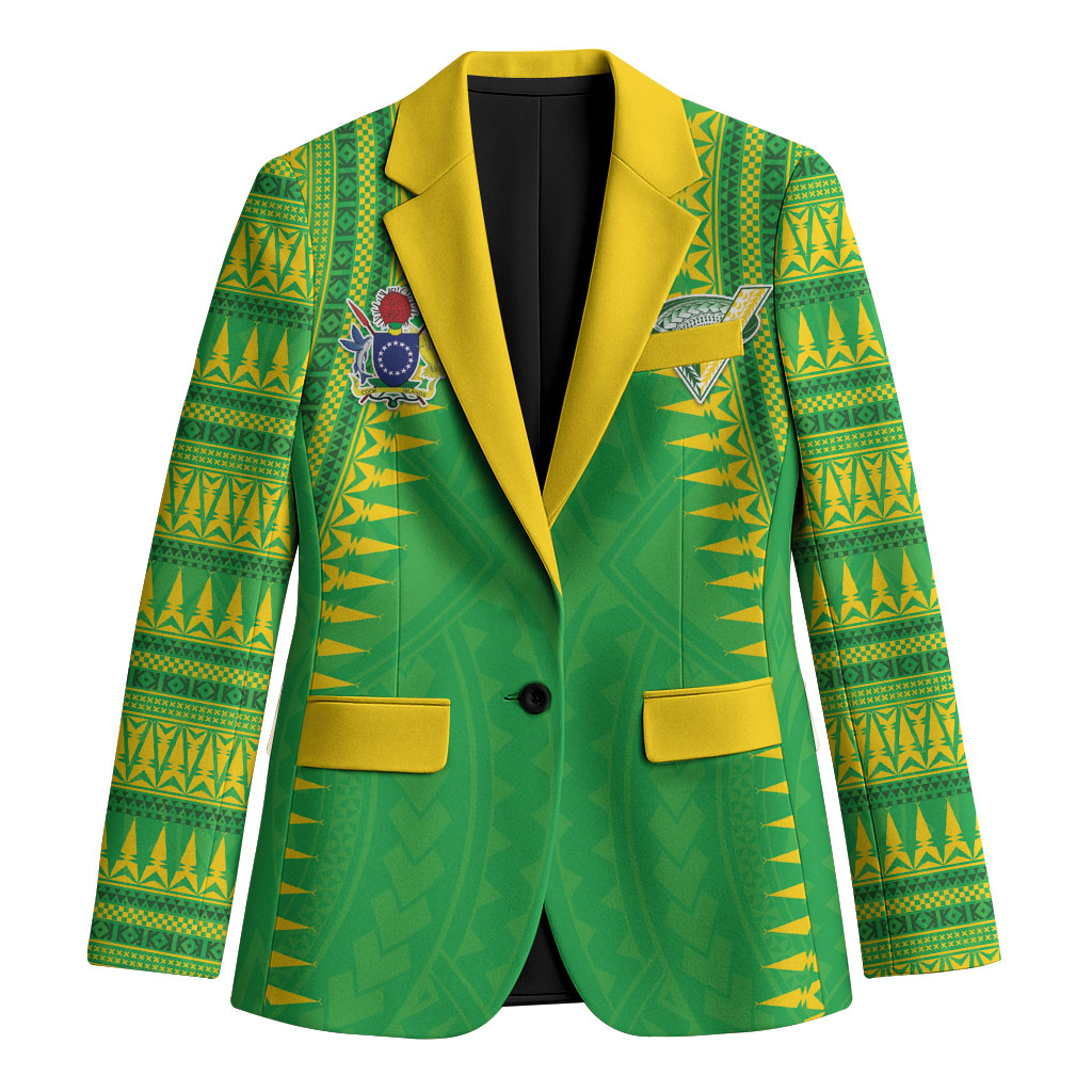 Cook Islands Rugby Custom Blazer Kuki Tribal Pattern Green Version LT05 Unisex Green - Polynesian Pride