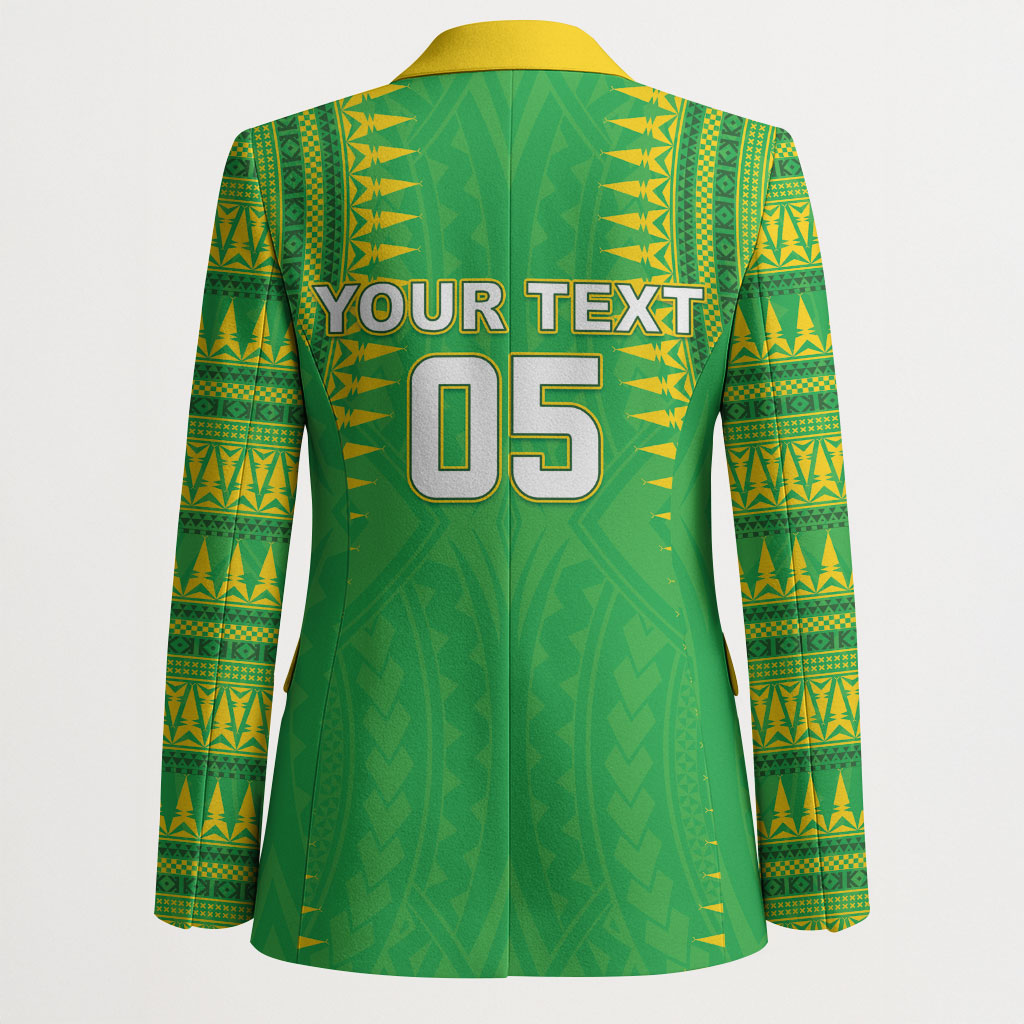 Cook Islands Rugby Custom Blazer Kuki Tribal Pattern Green Version LT05 - Polynesian Pride