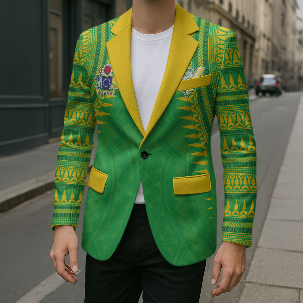 Cook Islands Rugby Custom Blazer Kuki Tribal Pattern Green Version LT05 - Polynesian Pride