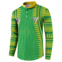 Cook Islands Rugby Custom Button Sweatshirt Kuki Tribal Pattern Green Version LT05 - Polynesian Pride