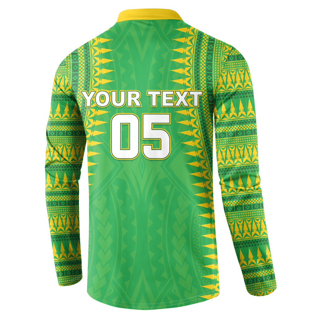 Cook Islands Rugby Custom Button Sweatshirt Kuki Tribal Pattern Green Version LT05 - Polynesian Pride