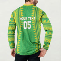 Cook Islands Rugby Custom Button Sweatshirt Kuki Tribal Pattern Green Version LT05 - Polynesian Pride