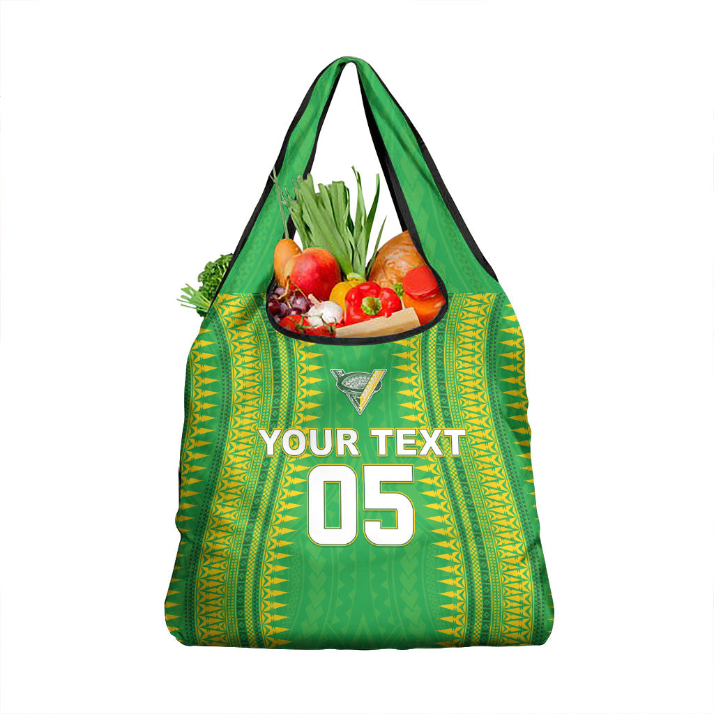 Cook Islands Rugby Custom Grocery Bag Kuki Tribal Pattern Green Version LT05 1-pack One Size Green - Polynesian Pride