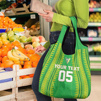 Cook Islands Rugby Custom Grocery Bag Kuki Tribal Pattern Green Version LT05 - Polynesian Pride