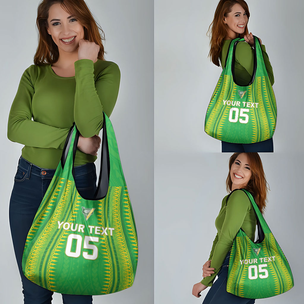 Cook Islands Rugby Custom Grocery Bag Kuki Tribal Pattern Green Version LT05 - Polynesian Pride