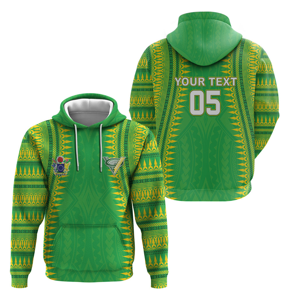 Cook Islands Rugby Custom Hoodie Kuki Tribal Pattern Green Version LT05 - Polynesian Pride