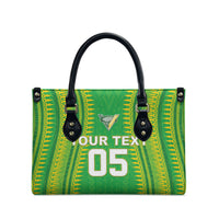 Cook Islands Rugby Custom Leather Bag Kuki Tribal Pattern Green Version LT05 - Polynesian Pride