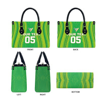 Cook Islands Rugby Custom Leather Bag Kuki Tribal Pattern Green Version LT05 - Polynesian Pride