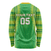 Cook Islands Rugby Custom Long Sleeve Shirt Kuki Tribal Pattern Green Version LT05 - Polynesian Pride