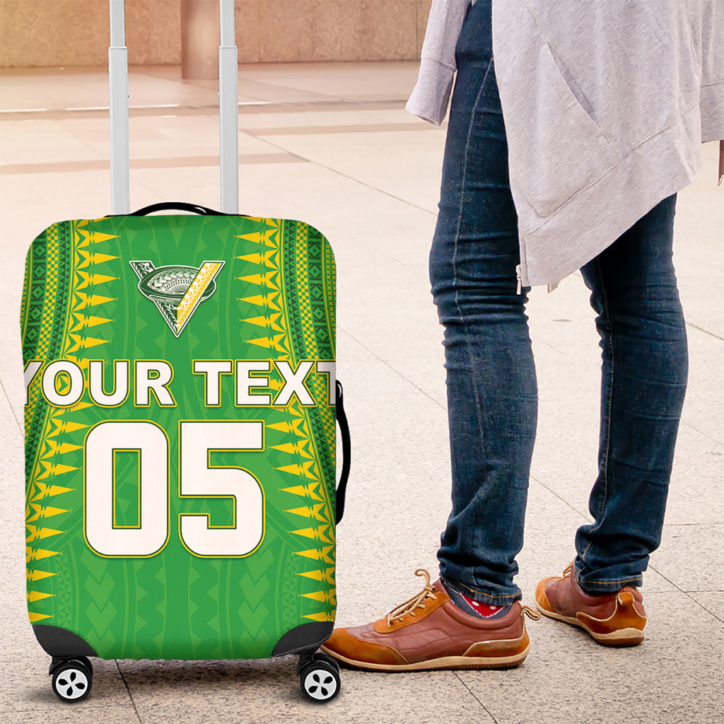 Cook Islands Rugby Custom Luggage Cover Kuki Tribal Pattern Green Version LT05 Green - Polynesian Pride
