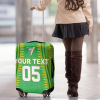 Cook Islands Rugby Custom Luggage Cover Kuki Tribal Pattern Green Version LT05 - Polynesian Pride