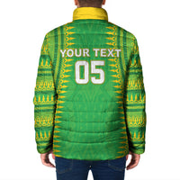 Cook Islands Rugby Custom Padded Jacket Kuki Tribal Pattern Green Version LT05 - Polynesian Pride