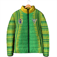 Cook Islands Rugby Custom Padded Jacket Kuki Tribal Pattern Green Version LT05 - Polynesian Pride