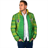 Cook Islands Rugby Custom Padded Jacket Kuki Tribal Pattern Green Version LT05 - Polynesian Pride