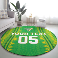 Cook Islands Rugby Custom Round Carpet Kuki Tribal Pattern Green Version LT05 - Polynesian Pride