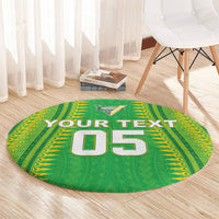 Cook Islands Rugby Custom Round Carpet Kuki Tribal Pattern Green Version LT05 - Polynesian Pride