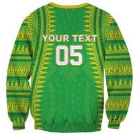 Cook Islands Rugby Custom Sweatshirt Kuki Tribal Pattern Green Version LT05 - Polynesian Pride