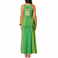 Cook Islands Rugby Custom Tank Maxi Dress Kuki Tribal Pattern Green Version LT05 - Polynesian Pride
