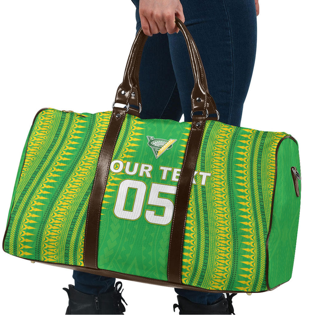 Cook Islands Rugby Custom Travel Bag Kuki Tribal Pattern Green Version LT05 - Polynesian Pride