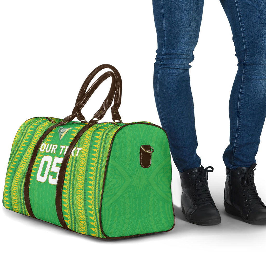 Cook Islands Rugby Custom Travel Bag Kuki Tribal Pattern Green Version LT05 - Polynesian Pride