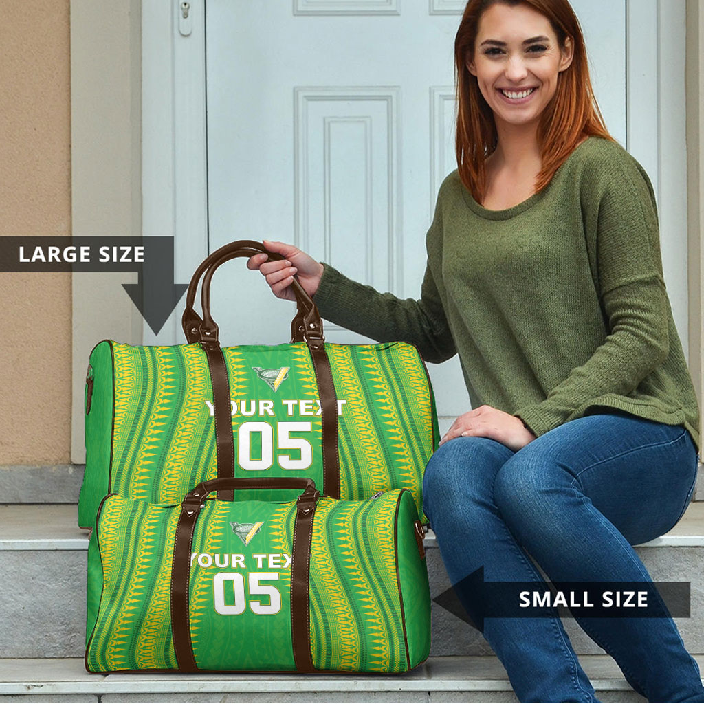Cook Islands Rugby Custom Travel Bag Kuki Tribal Pattern Green Version LT05 - Polynesian Pride