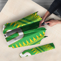 Cook Islands Rugby Custom Umbrella Kuki Tribal Pattern Green Version LT05 - Polynesian Pride