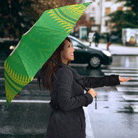 Cook Islands Rugby Custom Umbrella Kuki Tribal Pattern Green Version LT05 - Polynesian Pride