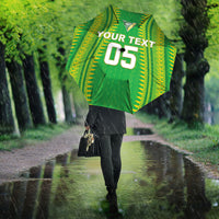 Cook Islands Rugby Custom Umbrella Kuki Tribal Pattern Green Version LT05 - Polynesian Pride