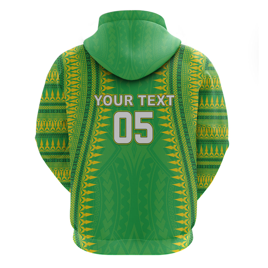 Cook Islands Rugby Custom Zip Hoodie Kuki Tribal Pattern Green Version LT05 - Polynesian Pride