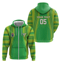 Cook Islands Rugby Custom Zip Hoodie Kuki Tribal Pattern Green Version LT05 - Polynesian Pride