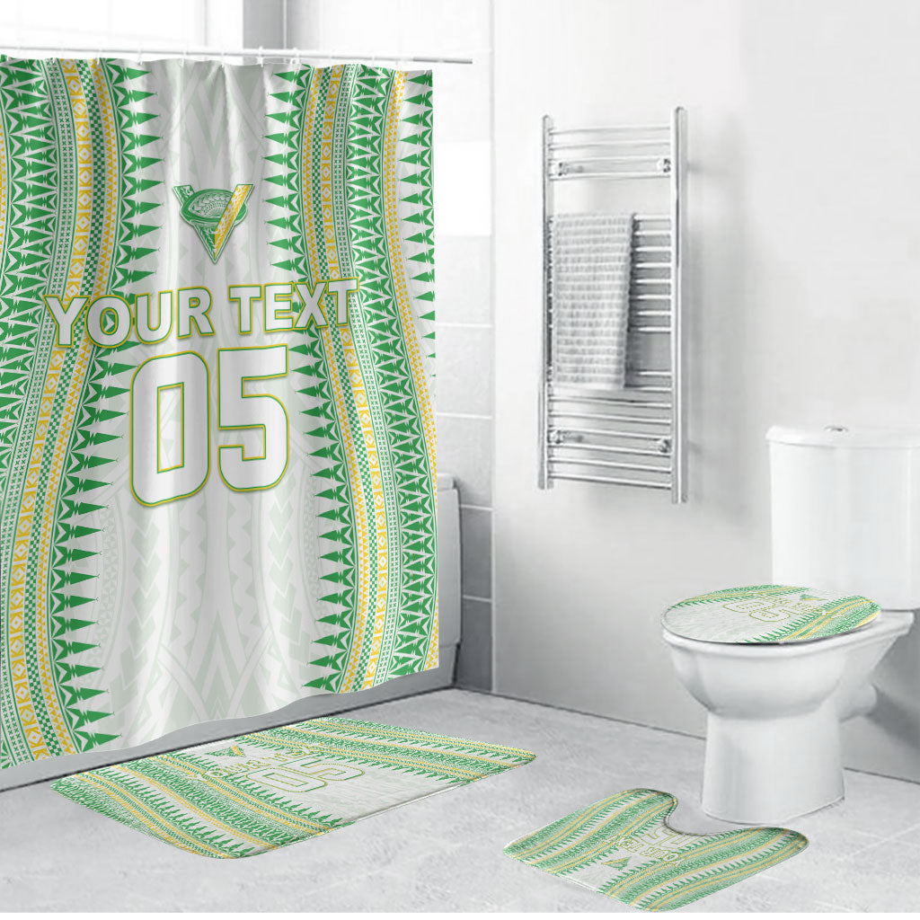 Cook Islands Rugby Custom Bathroom Set Kuki Tribal Pattern White Version LT05 Bathroom Set (4 pcs) White - Polynesian Pride