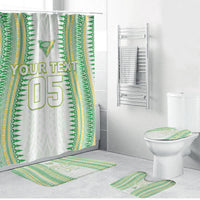 Cook Islands Rugby Custom Bathroom Set Kuki Tribal Pattern White Version LT05 Bathroom Set (4 pcs) White - Polynesian Pride