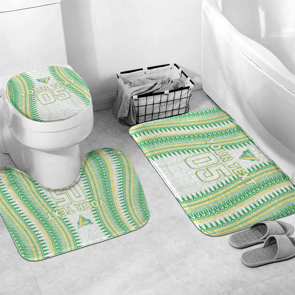 Cook Islands Rugby Custom Bathroom Set Kuki Tribal Pattern White Version LT05 Mat Set Only (3 pcs) One Size White - Polynesian Pride