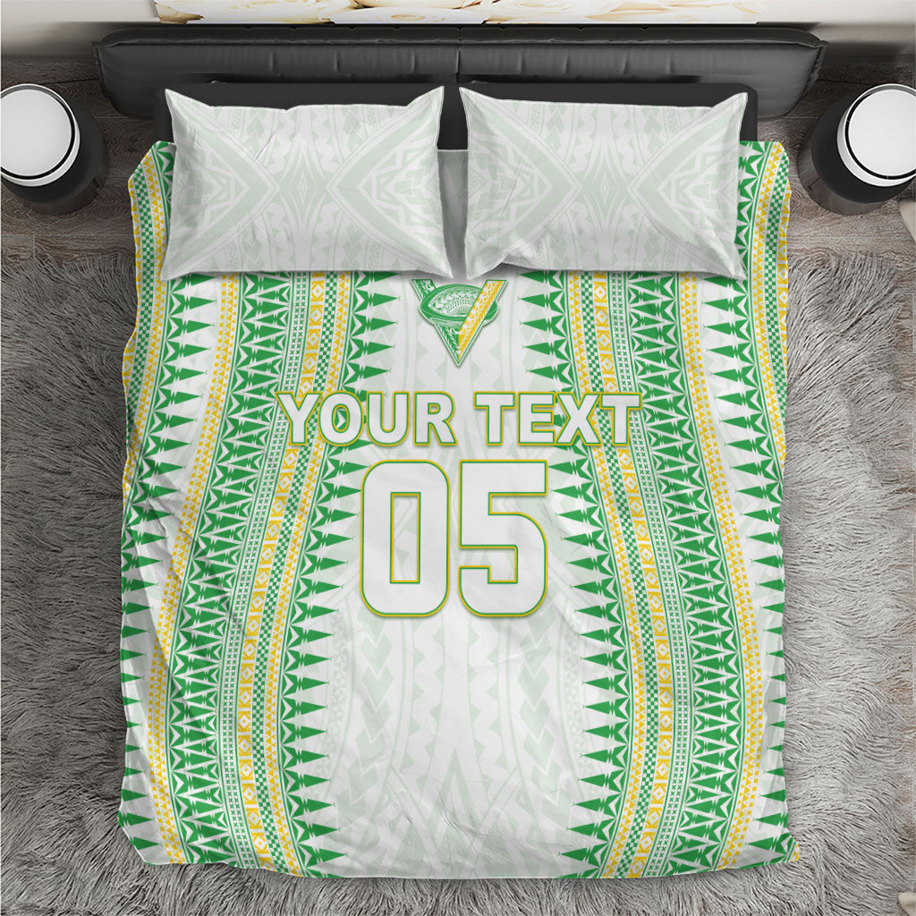 Cook Islands Rugby Custom Bedding Set Kuki Tribal Pattern White Version