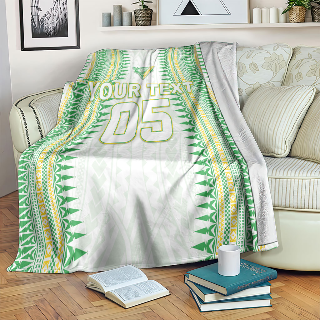 Cook Islands Rugby Custom Blanket Kuki Tribal Pattern White Version LT05 White - Polynesian Pride
