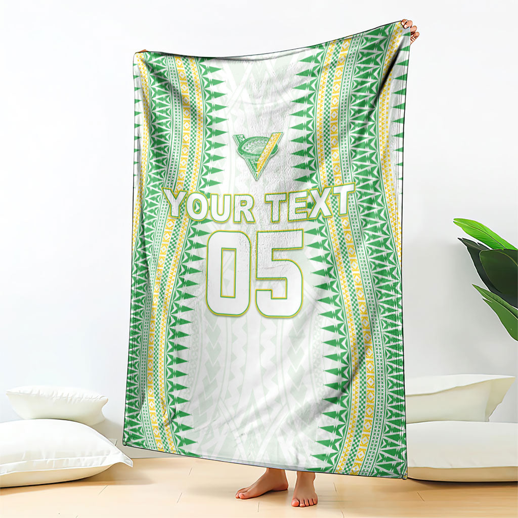 Cook Islands Rugby Custom Blanket Kuki Tribal Pattern White Version LT05 - Polynesian Pride