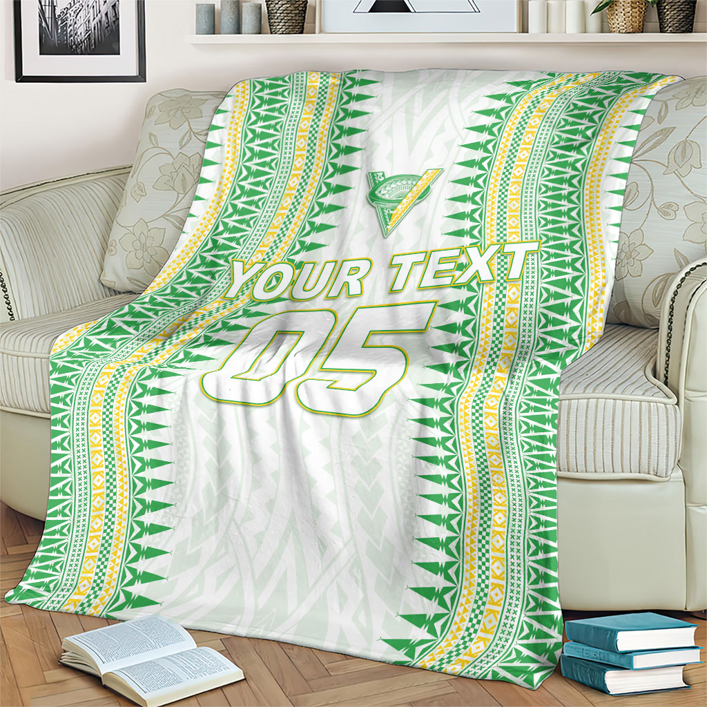 Cook Islands Rugby Custom Blanket Kuki Tribal Pattern White Version LT05 - Polynesian Pride