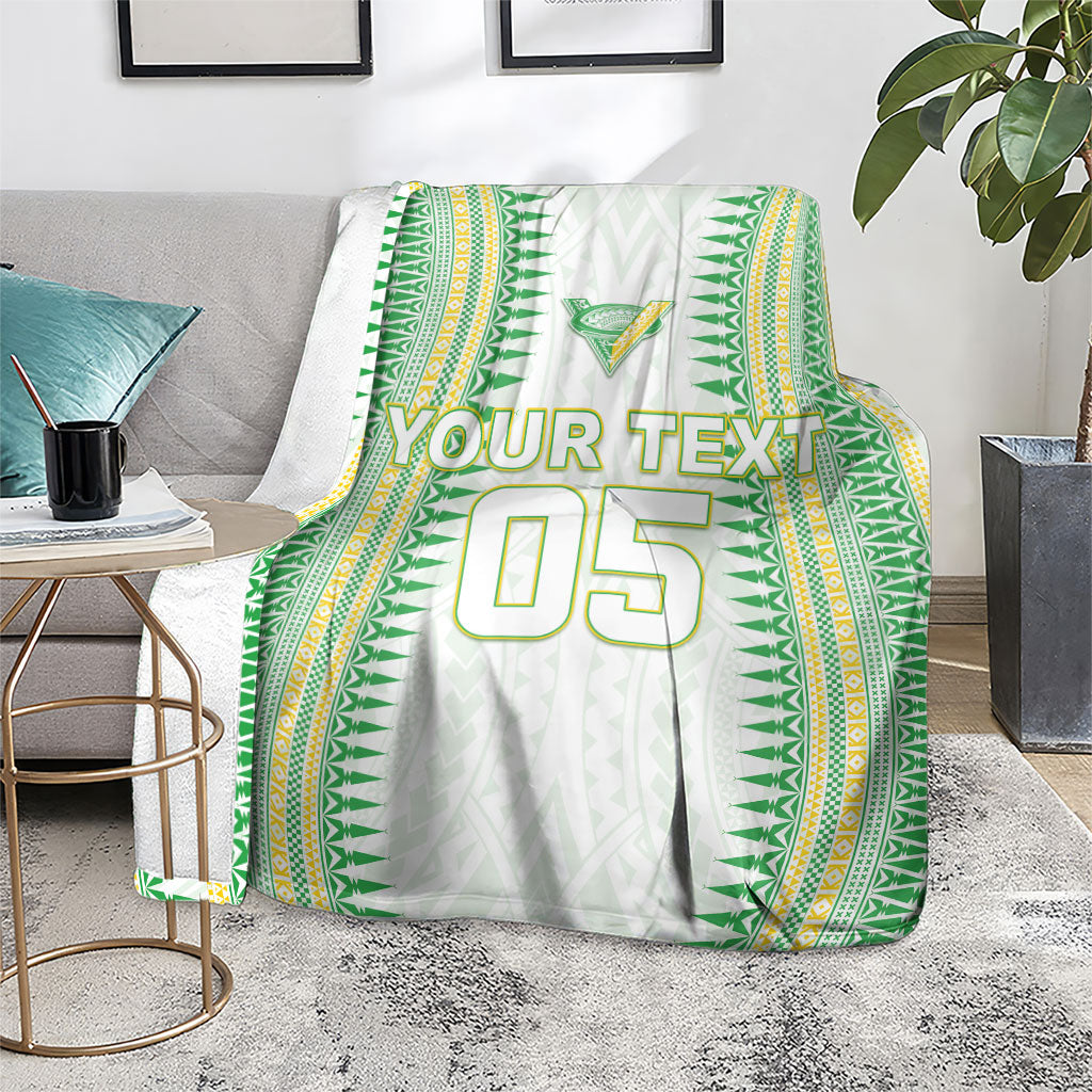 Cook Islands Rugby Custom Blanket Kuki Tribal Pattern White Version LT05 - Polynesian Pride