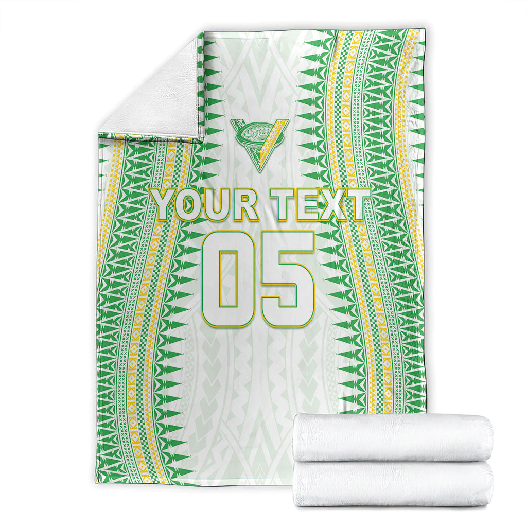 Cook Islands Rugby Custom Blanket Kuki Tribal Pattern White Version LT05 - Polynesian Pride
