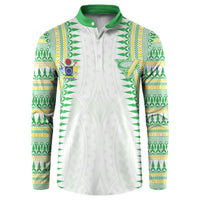 Cook Islands Rugby Custom Button Sweatshirt Kuki Tribal Pattern White Version LT05 White - Polynesian Pride