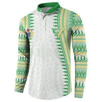 Cook Islands Rugby Custom Button Sweatshirt Kuki Tribal Pattern White Version LT05 - Polynesian Pride