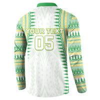 Cook Islands Rugby Custom Button Sweatshirt Kuki Tribal Pattern White Version LT05 - Polynesian Pride