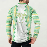 Cook Islands Rugby Custom Button Sweatshirt Kuki Tribal Pattern White Version LT05 - Polynesian Pride