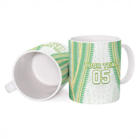 Cook Islands Rugby Custom Ceramic Mug Kuki Tribal Pattern White Version LT05 - Polynesian Pride