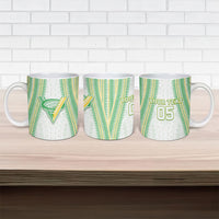 Cook Islands Rugby Custom Ceramic Mug Kuki Tribal Pattern White Version LT05 - Polynesian Pride