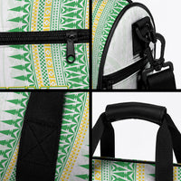 Cook Islands Rugby Custom Duffle Bag Kuki Tribal Pattern White Version LT05 - Polynesian Pride